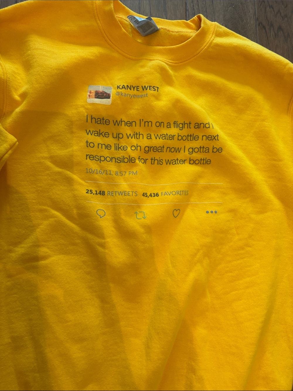 Kanye West Yellow Graphic Men's Crewneck Shirt - Designer Tweet Print